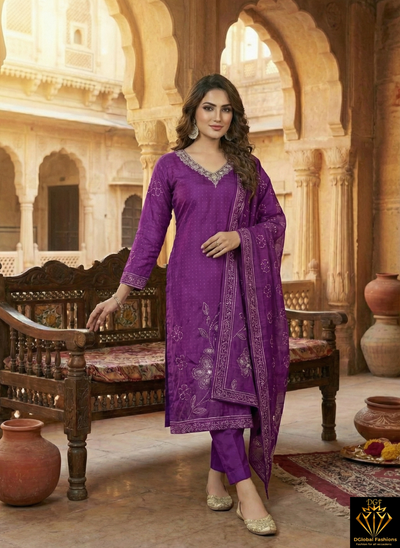 Bandhani Printed Crepe Kurta Set with Hand-Embroidered
