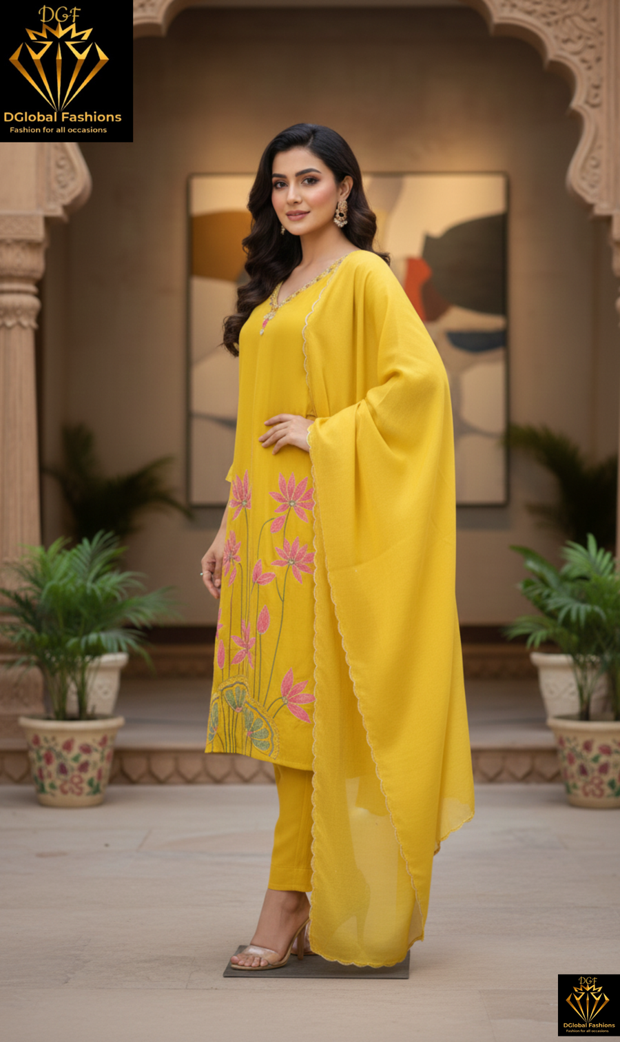 Hand Printed Mul Chanderi Kurta with Cutdana, Sequin & Pearl Work – Thread Embroidery on Neck