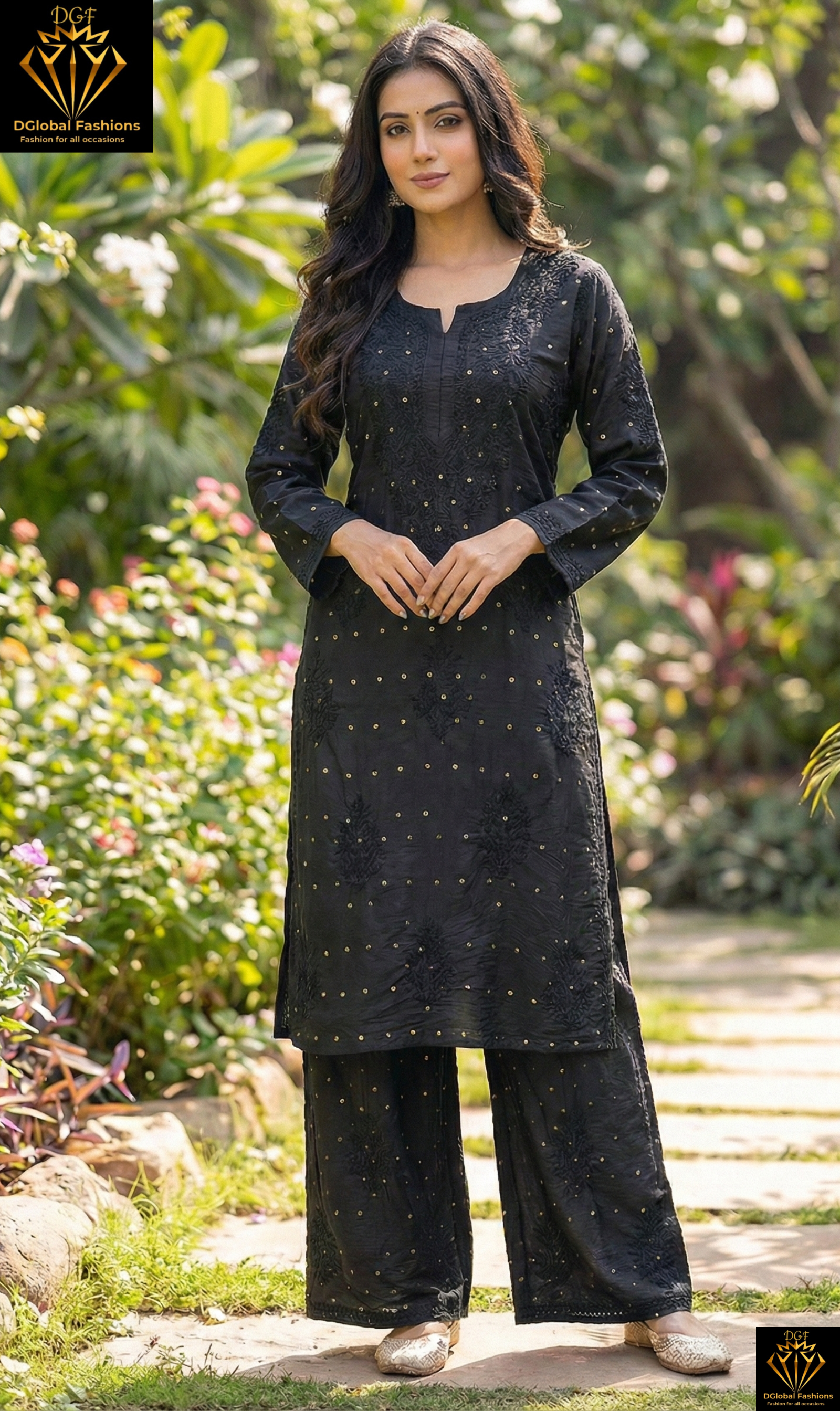 Lucknowi Chikankari Chanderi Co-Ord Set with Hand Embroidery
