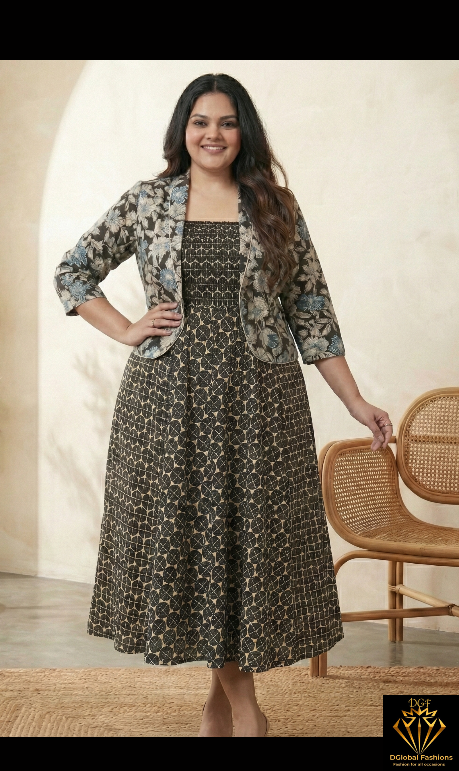 Spaghetti Strap Dress with Cotton Jacket