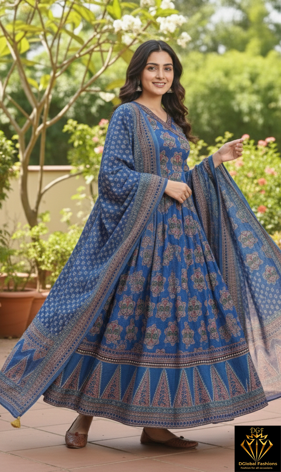 Cotton Anarkali Kurta with Pant & Dupatta Set