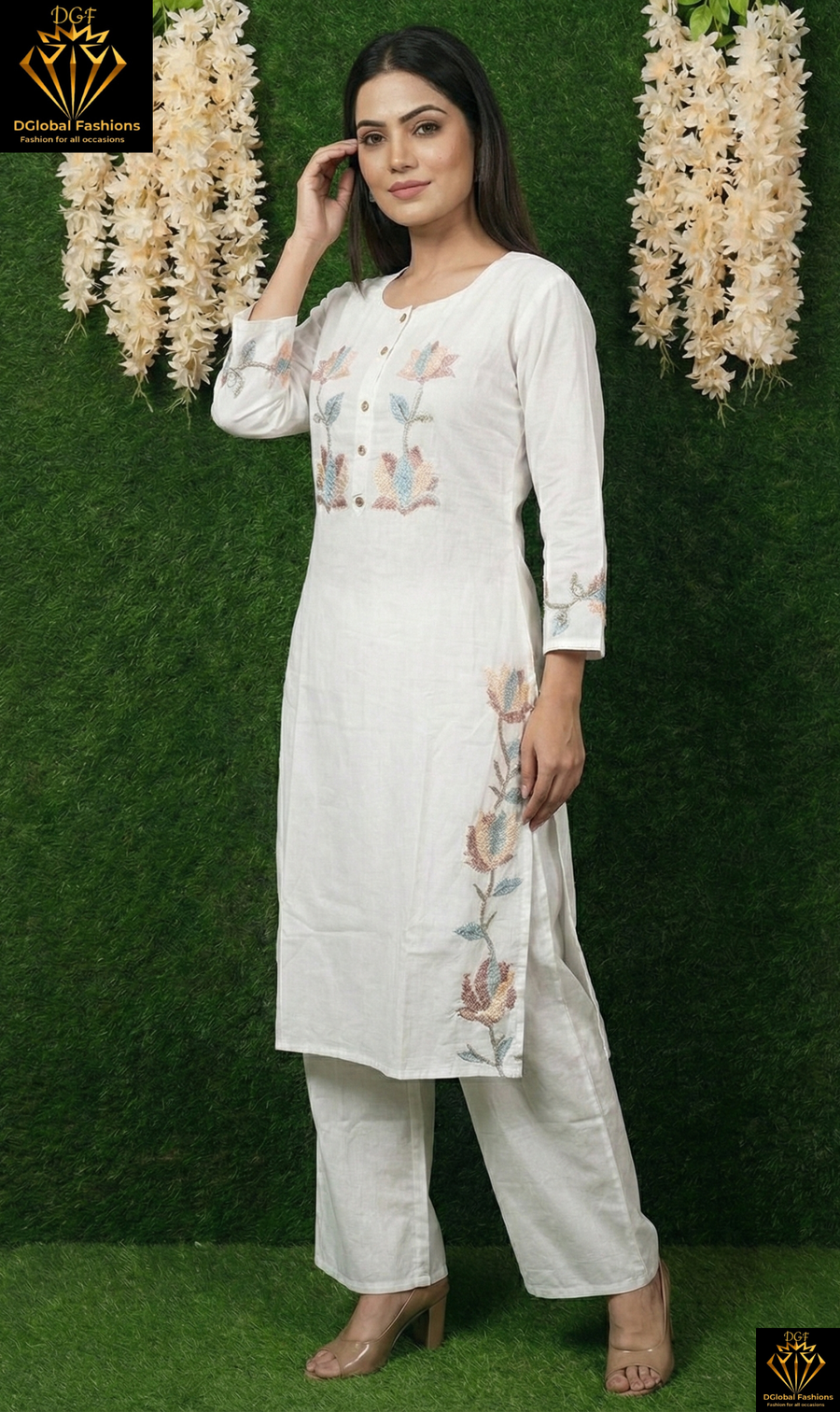 Cotton Co-Ord Set with Thread Embroidery Work