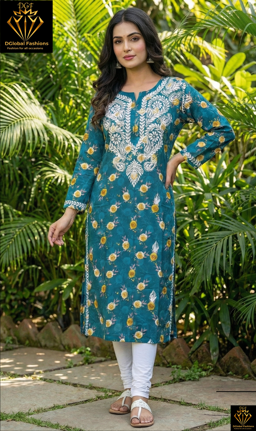 Lucknowi Chikankari Hand-Embroidered Malmal Kurti