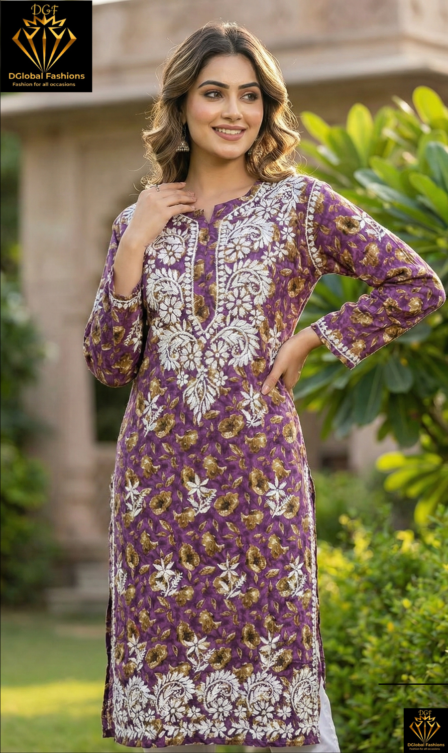 Lucknowi Chikankari Mulmul Kurti with Heavy Hand Embroidery