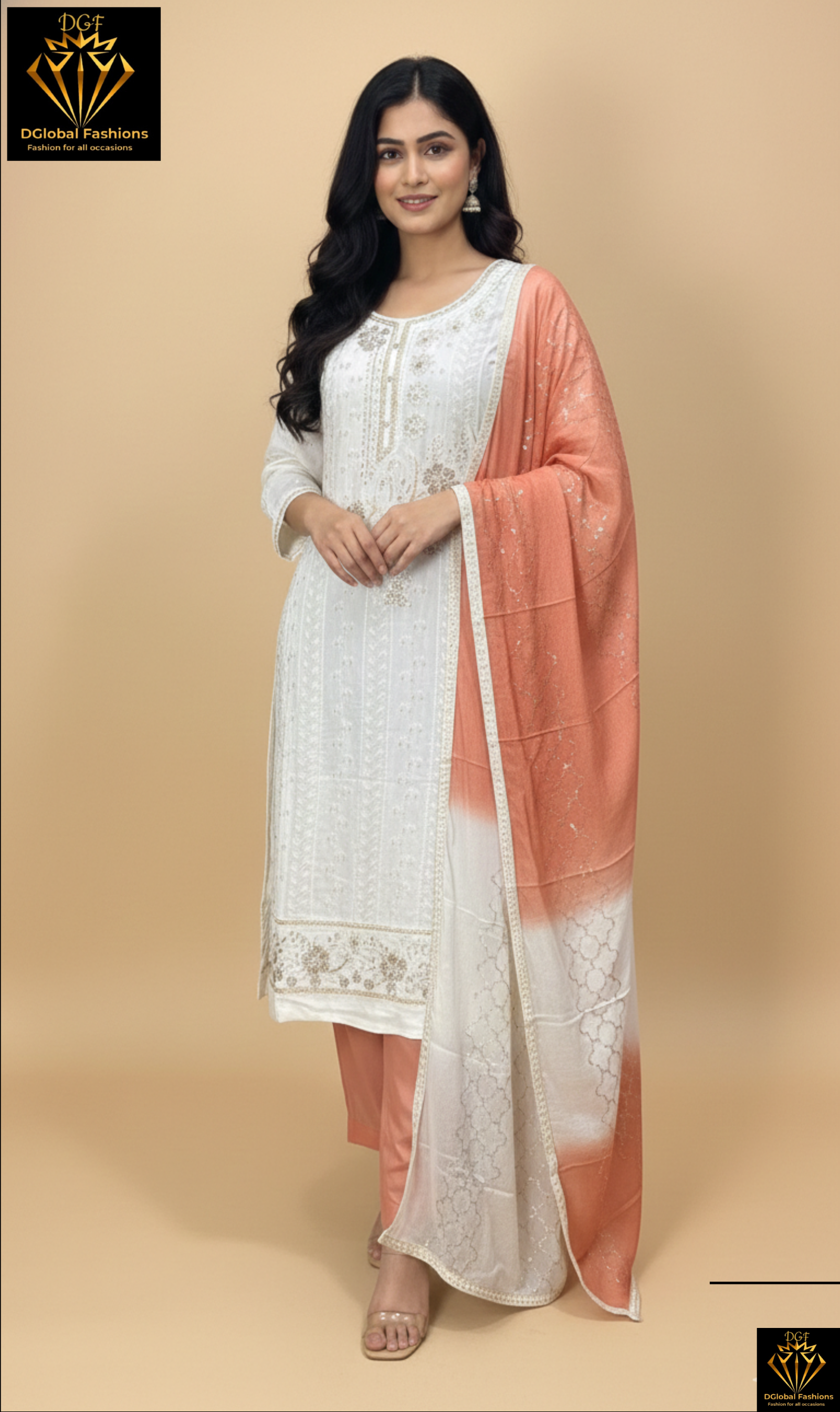 All-Over Embroidered Cotton Suit Set