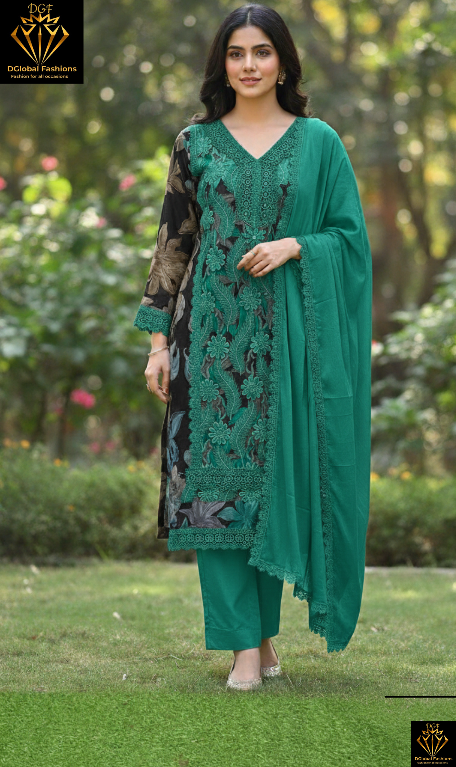 Embroidery Kurta Pant Set with Matching Dupatta
