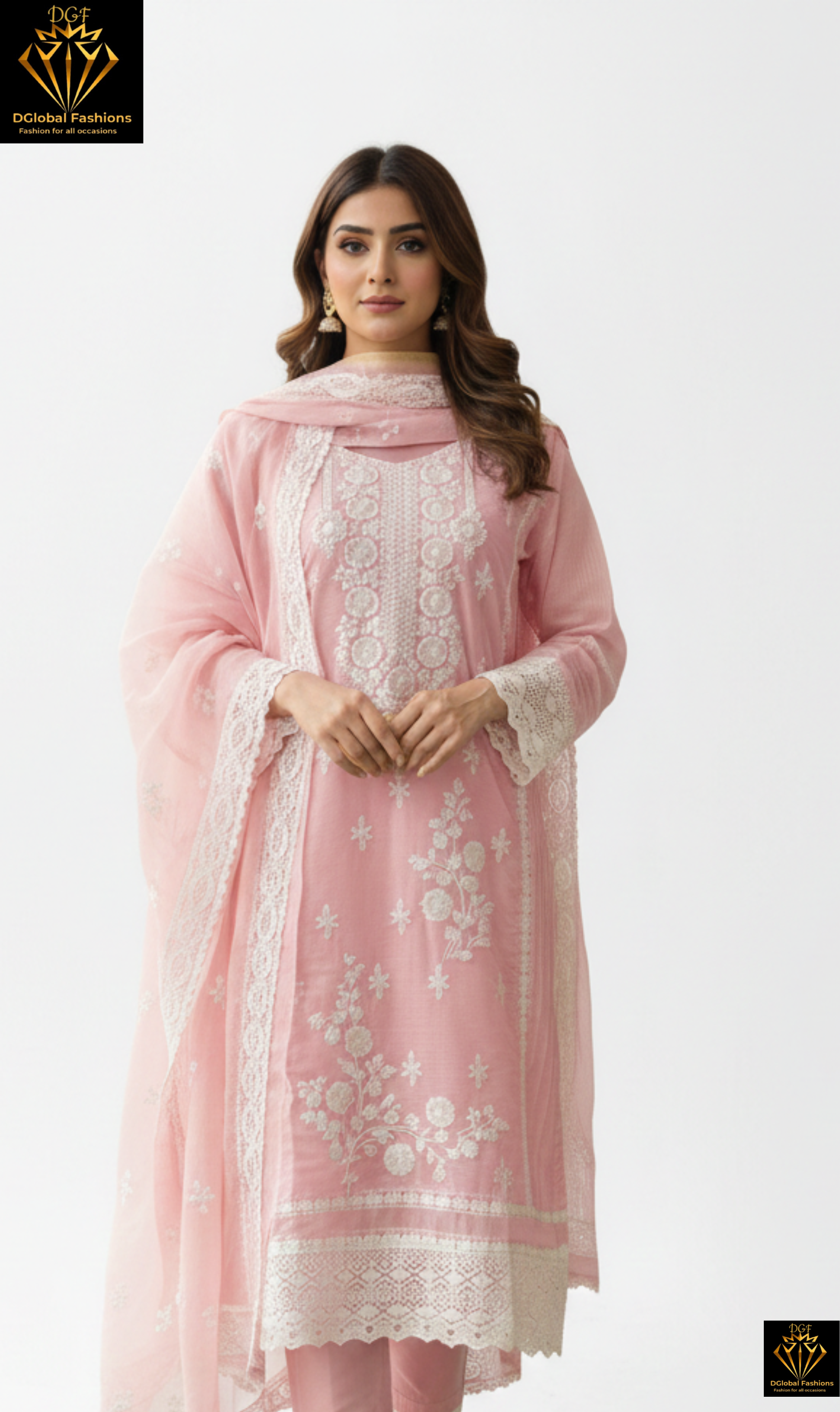 Kota Fabric Lace Embroidery Kurta Pant & Dupatta Suit Set