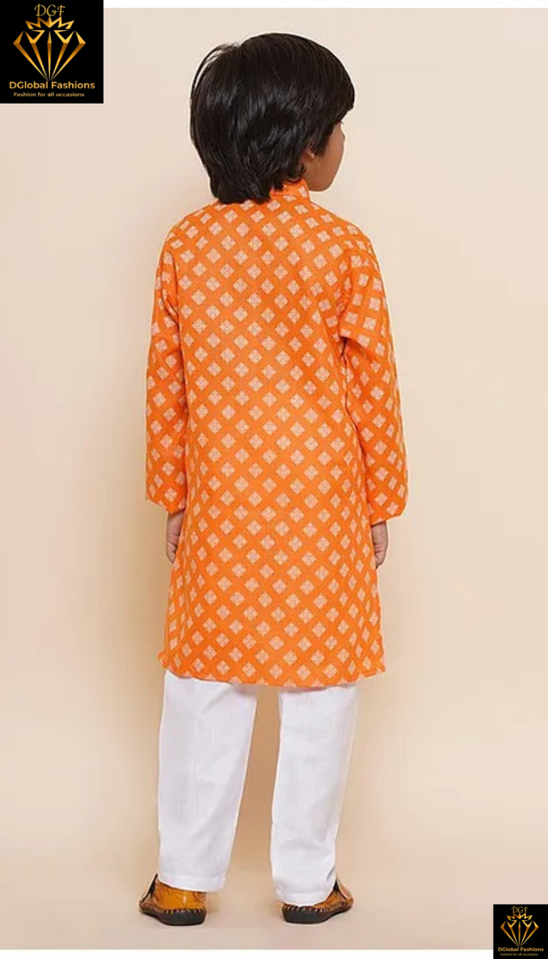 Motif Printed Kurta Pyjama Set with Full Sleeves