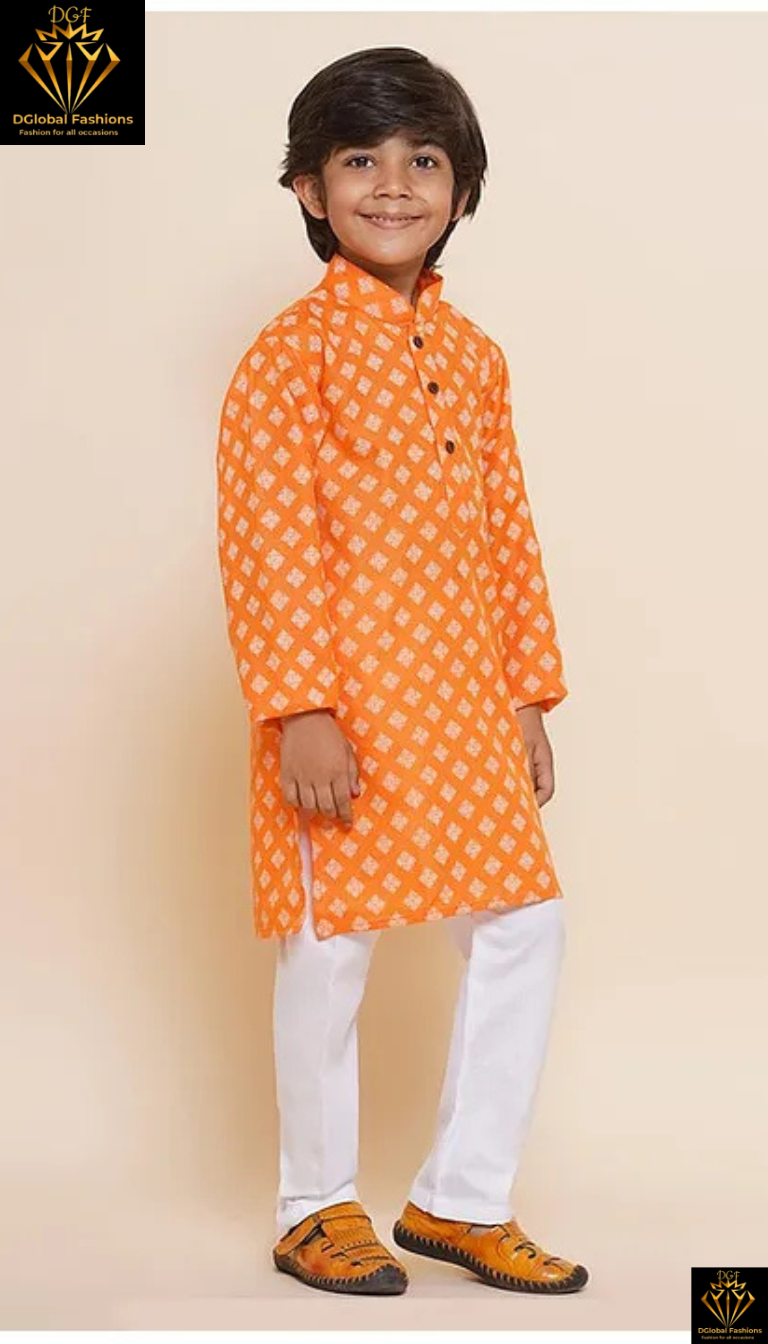 Motif Printed Kurta Pyjama Set with Full Sleeves