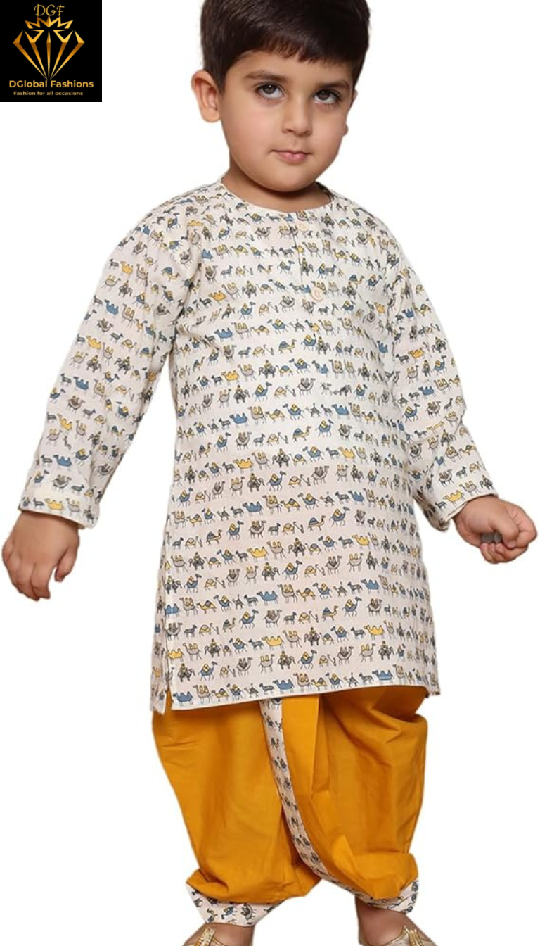 Kids Printed Kurta Dhoti Set for Boys