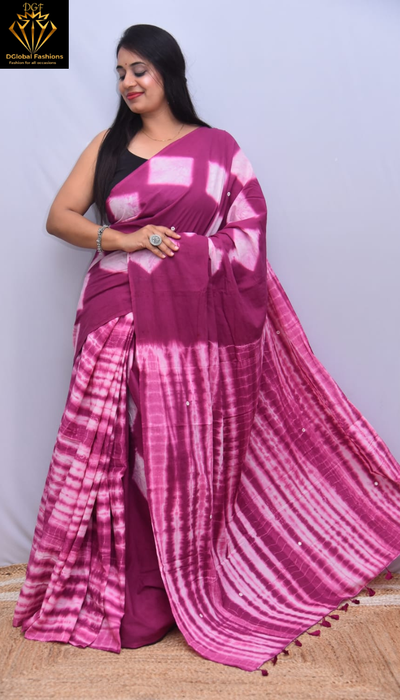 Organic Cotton Hand-Dyed Shibori Saree