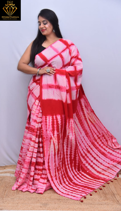 Organic Cotton Hand-Dyed Shibori Saree