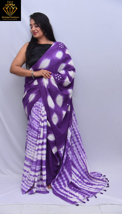 Organic Cotton Hand-Dyed Shibori Saree