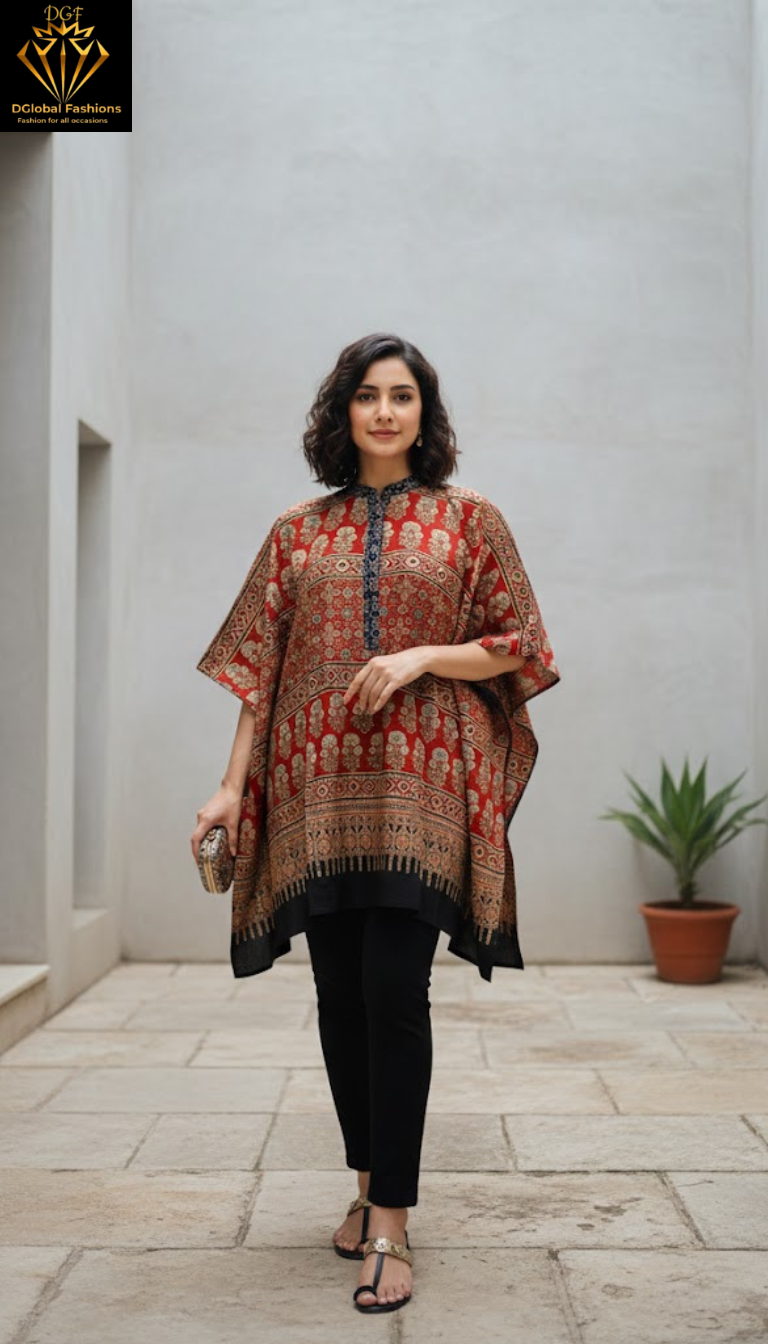 Cotton Hand Block Ajrakh Kaftan