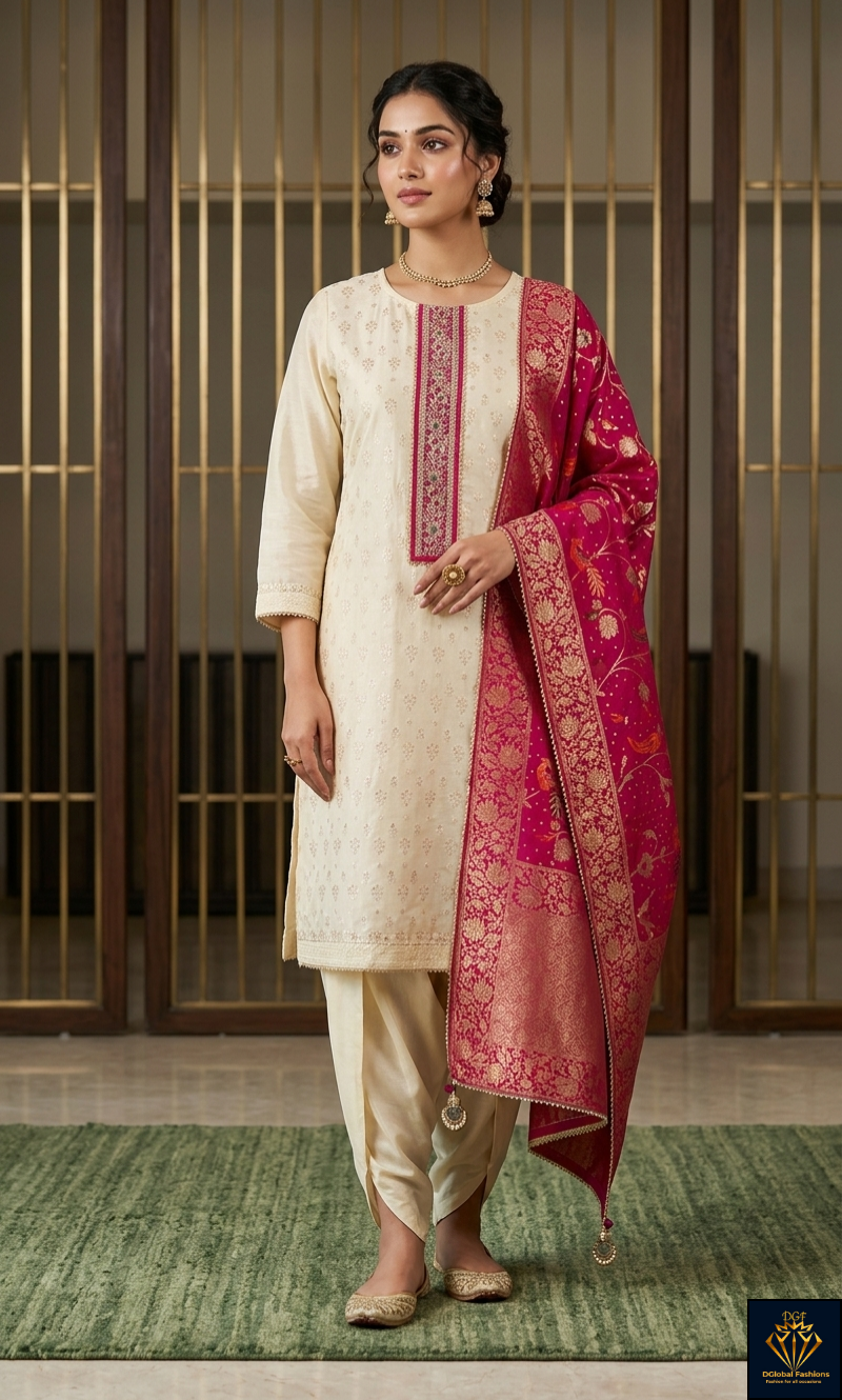 3-Piece Banarasi Suit Set with Dhoti Pants