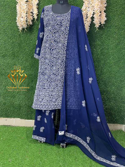 Lucknowi Chikankari Suit with Full Jaal Hand Embroidery