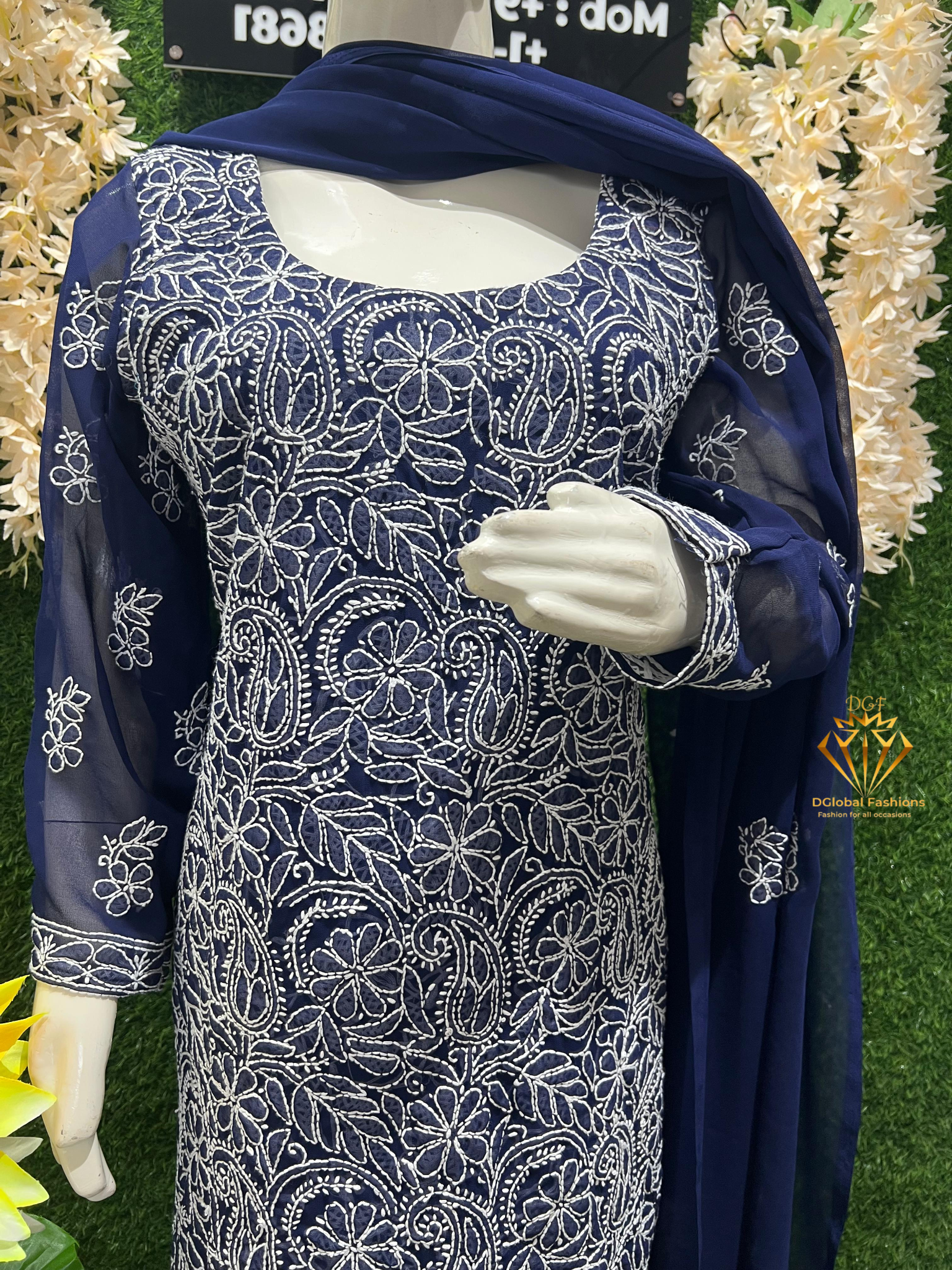 Lucknowi Chikankari Suit with Full Jaal Hand Embroidery