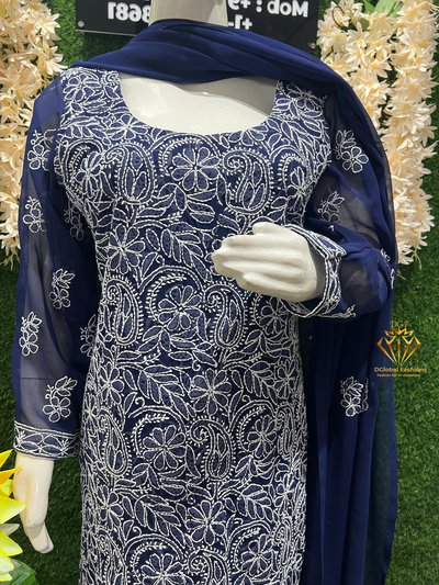 Lucknowi Chikankari Suit with Full Jaal Hand Embroidery