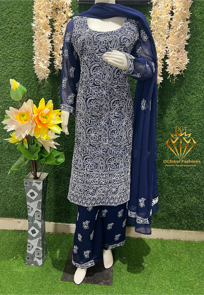 Lucknowi Chikankari Suit with Full Jaal Hand Embroidery