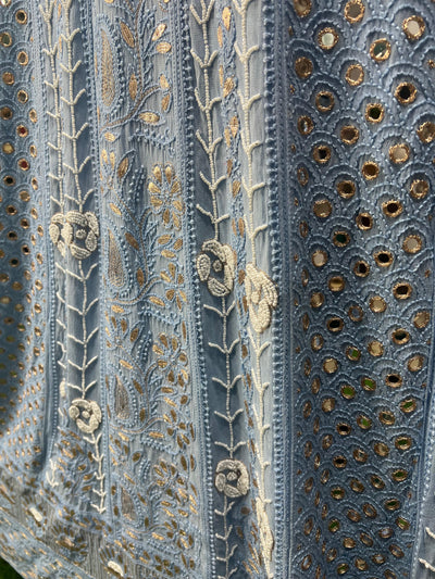 Lucknowi chikankari anarkali with gota patti work