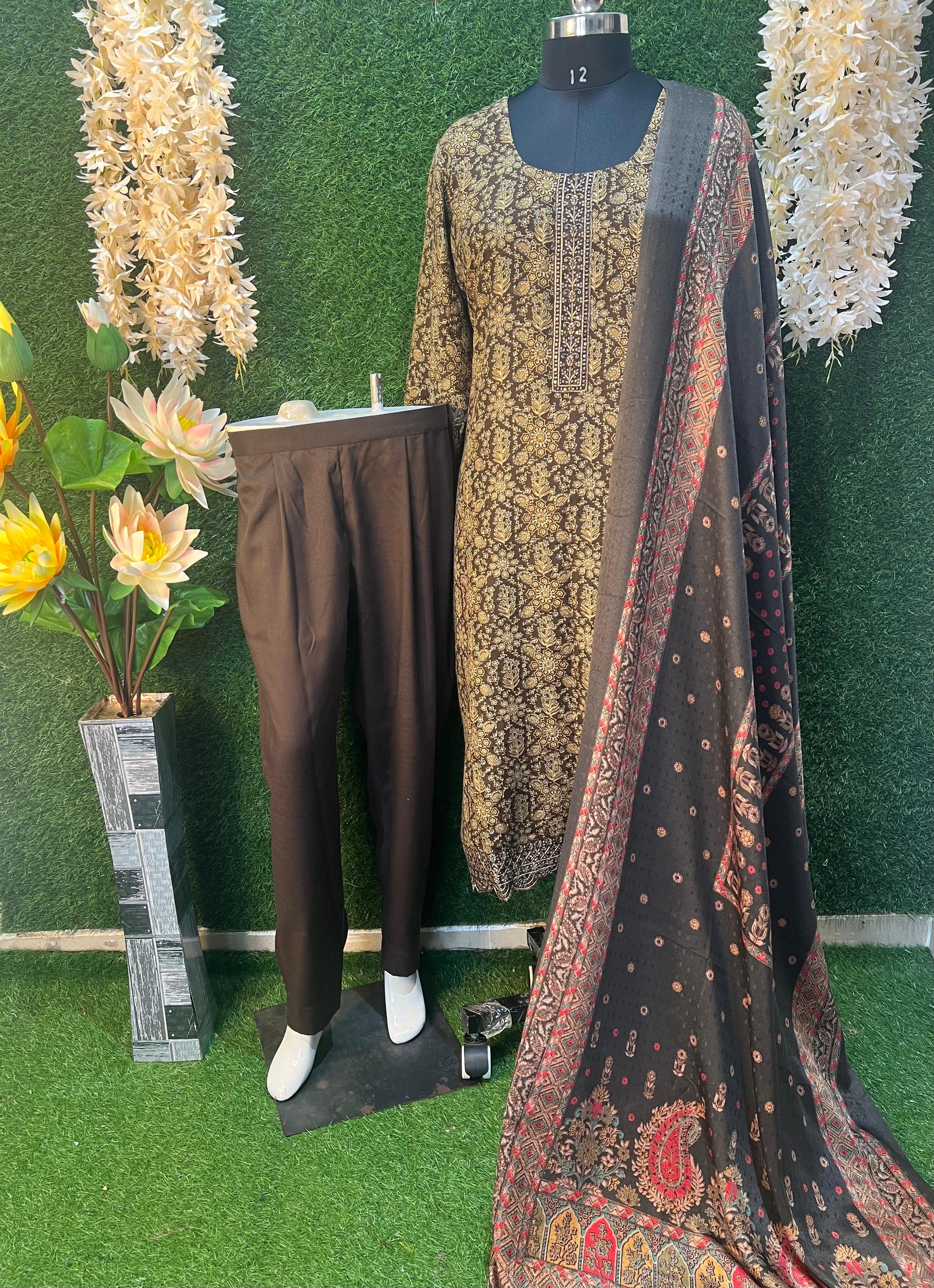 Pashmina winter suit set