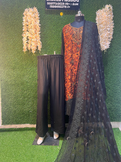 Georgette 3-Piece Suit Set with Fully Embroidery Dupatta