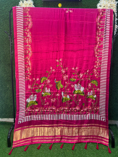 Gajji silk kalamkari dupatta