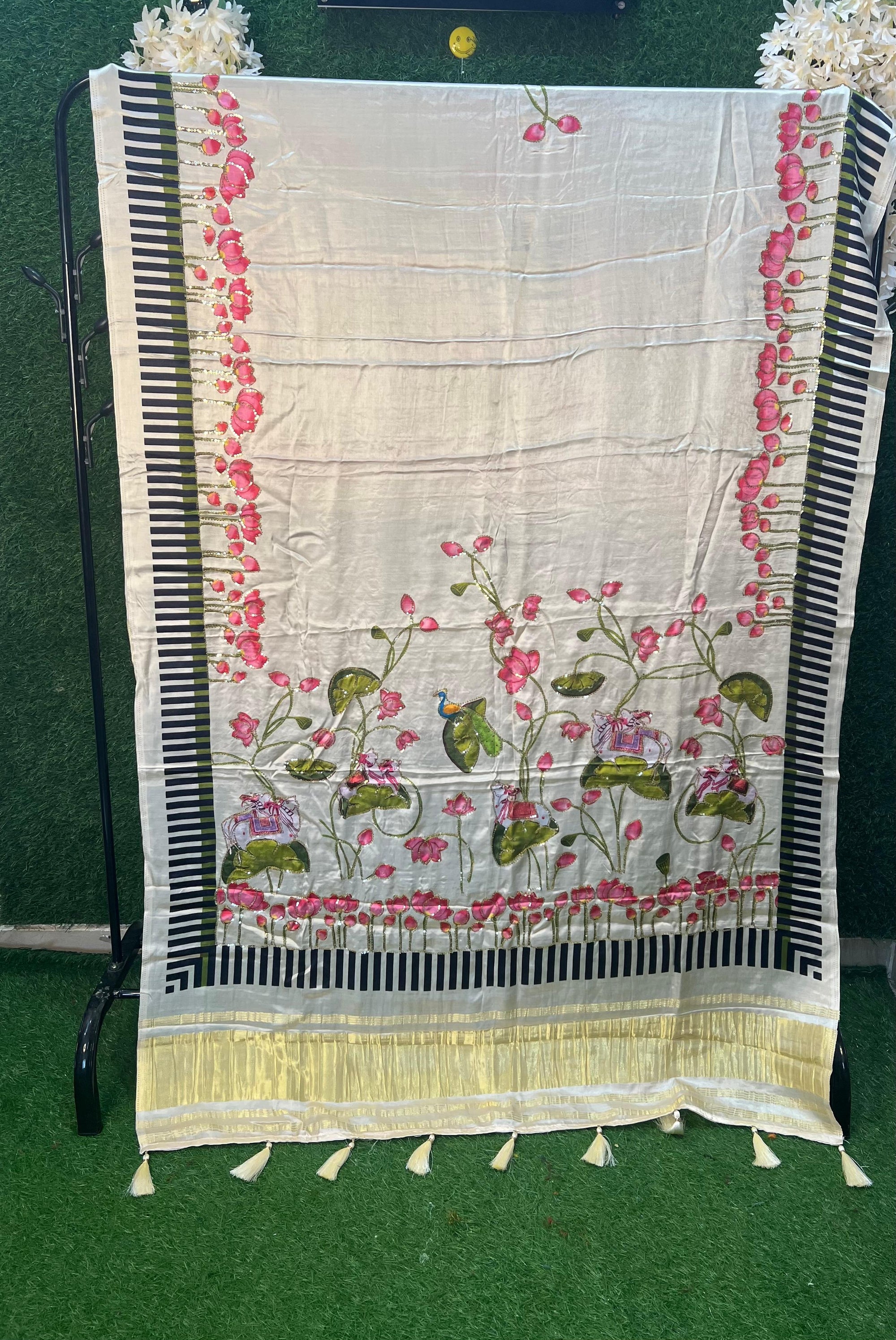 Gajji silk kalamkari dupatta
