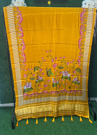 Gajji silk kalamkari dupatta