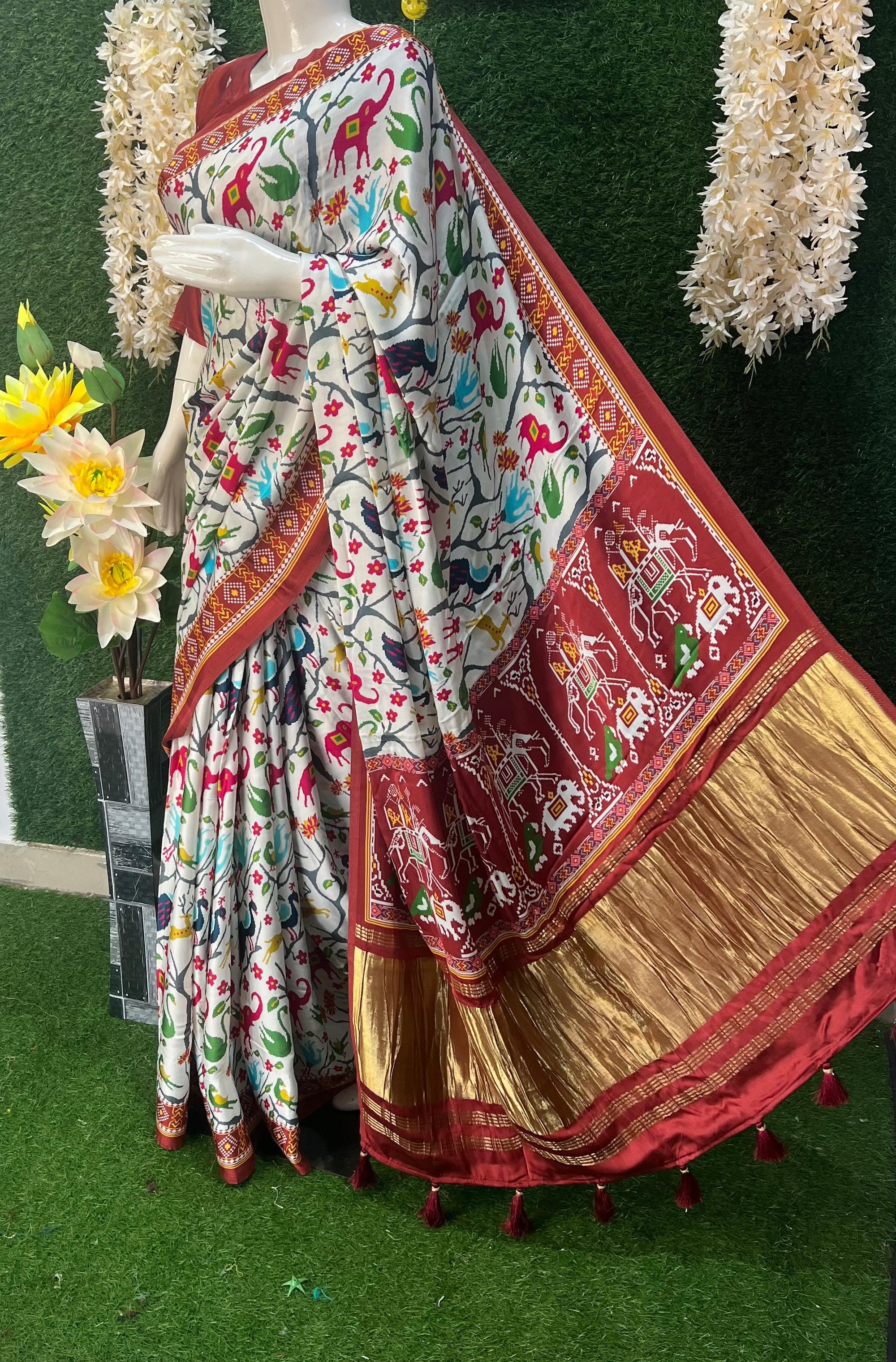 Gaji Silk Kalamkari Saree with Rajwadi Pallu