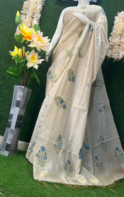 Sharnaya Cotton Saree with Floral Print