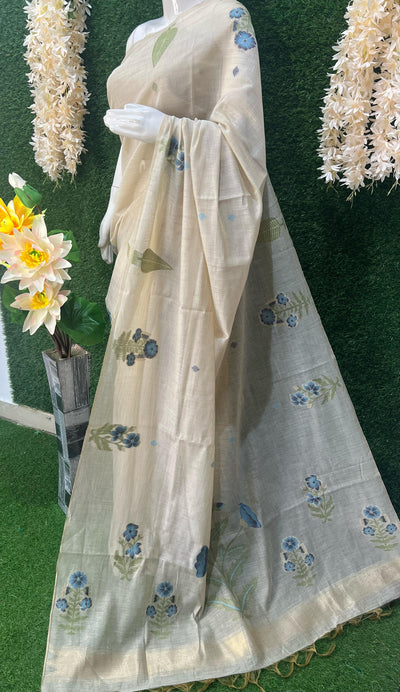 Sharnaya Cotton Saree with Floral Print