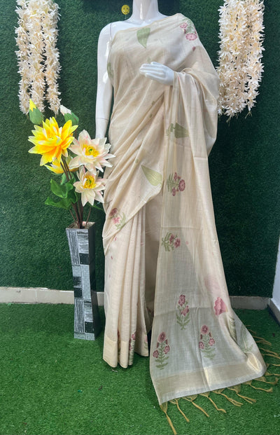 Sharnaya Cotton Saree with Floral Print