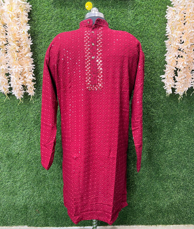 Chikankari Kurta Set with Mirror & Sequin Work