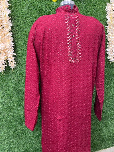 Chikankari Kurta Set with Mirror & Sequin Work