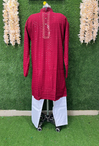 Chikankari Kurta Set with Mirror & Sequin Work