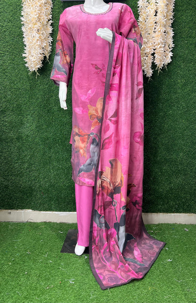 Graceful Viscose Muslin Silk Suit Set with Floral Print – Elegant & Lightweight Style