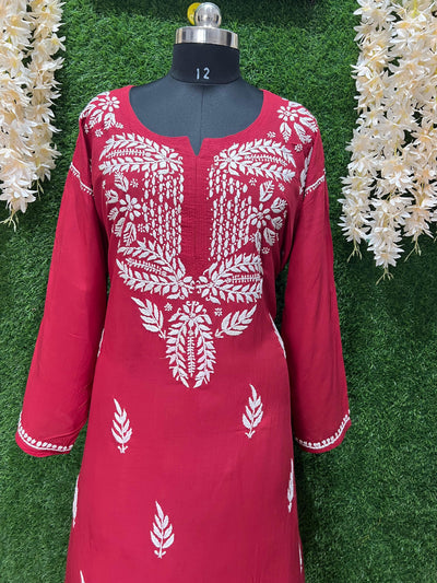 Lucknowi Chikankari Kurti – Hand Embroidered