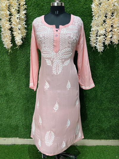 Lucknowi Chikankari Kurti – Hand Embroidered