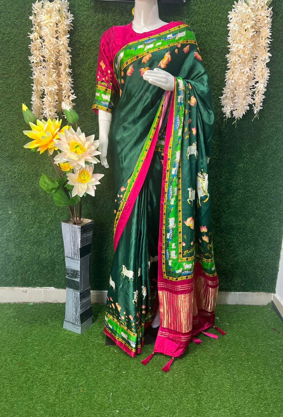 Gaji Silk Kalamkari Saree with Rajwadi Pallu