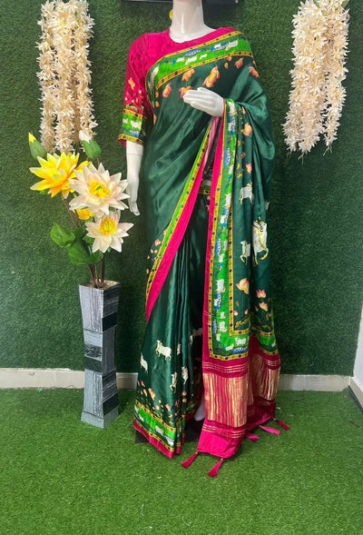 Gaji Silk Kalamkari Saree with Rajwadi Pallu