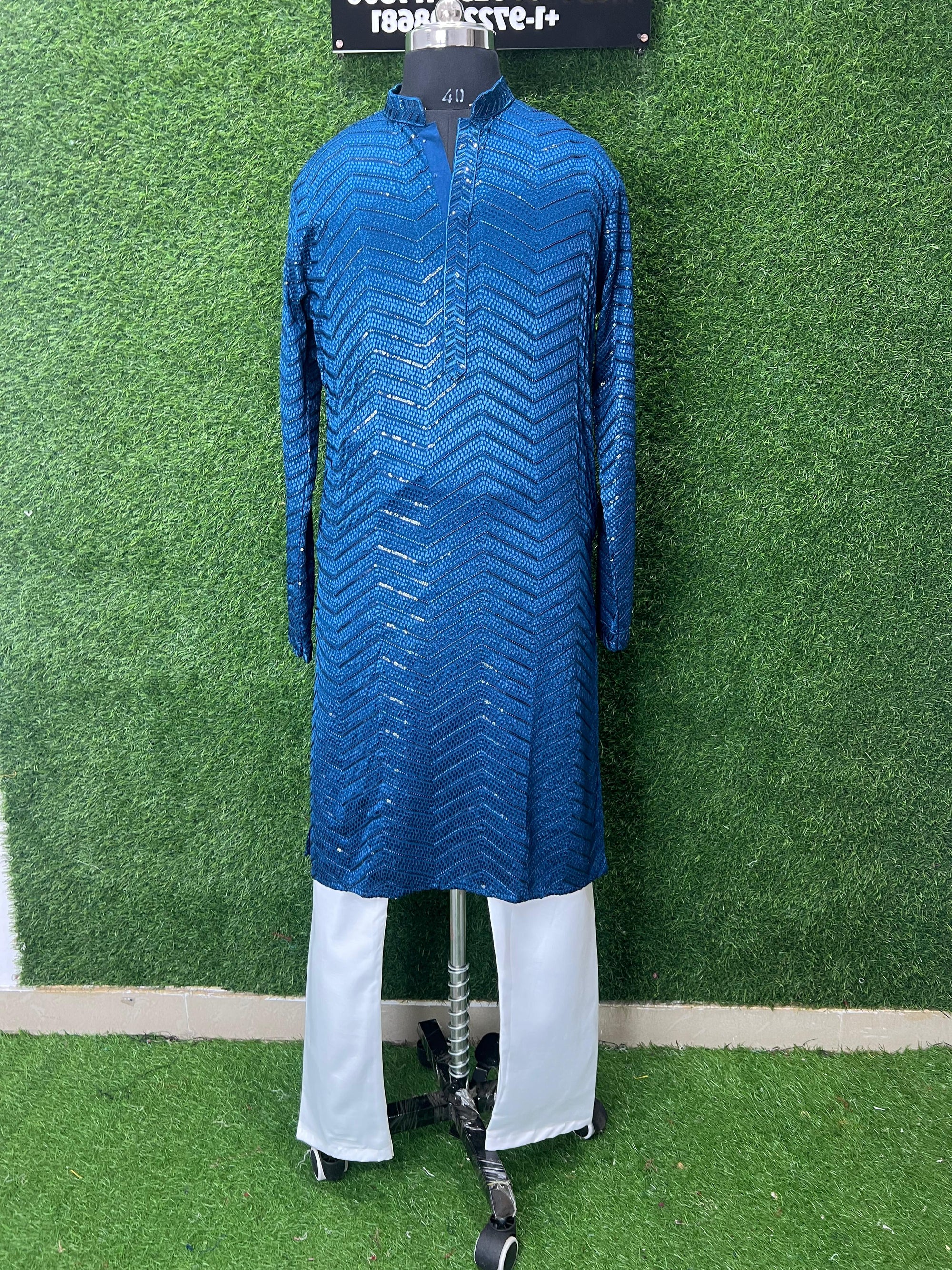 Chikankari Sequin Work Kurta Set
