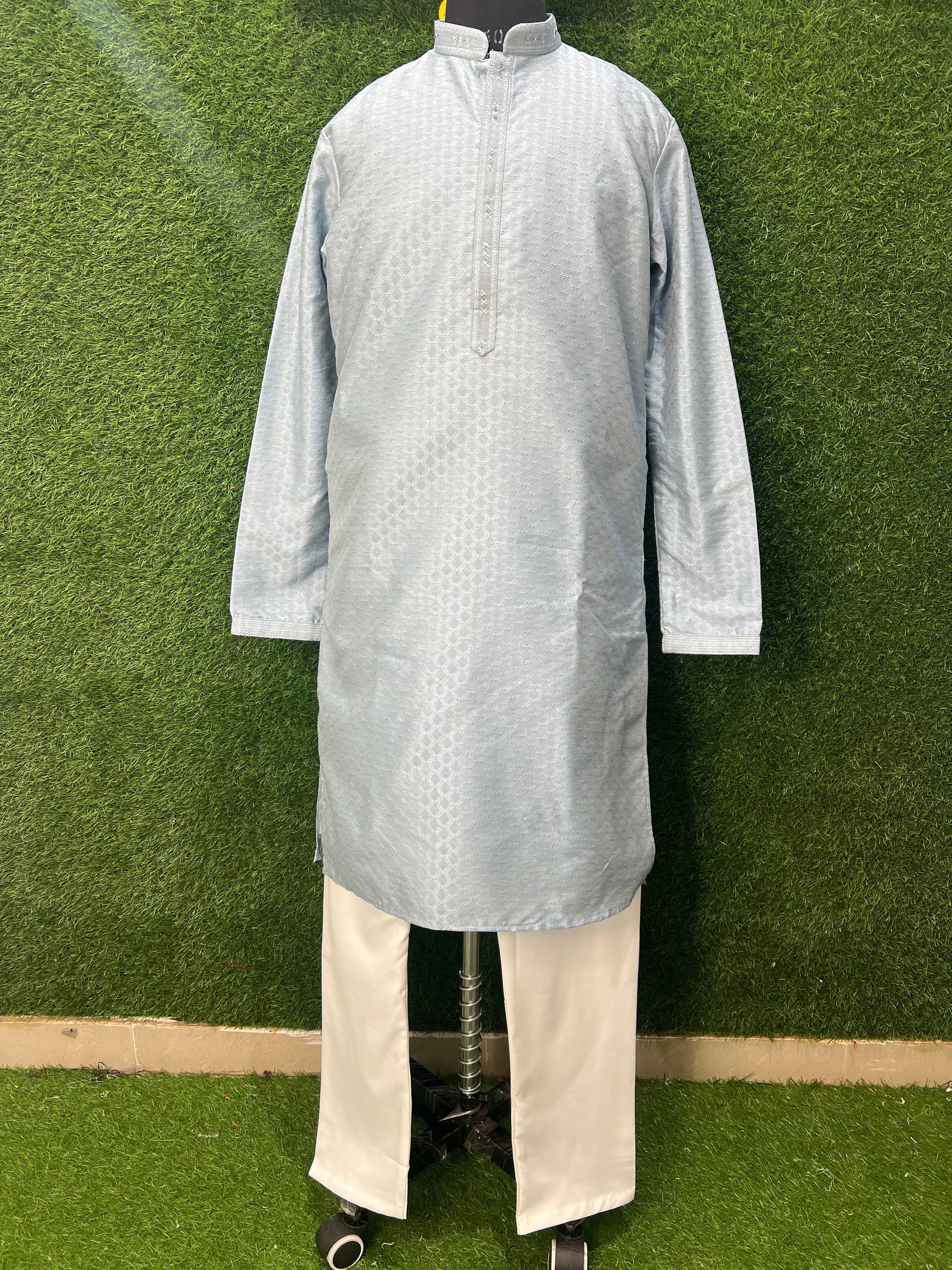 Men’s Jacquard Silk Kurta Set with Full Cotton Lining