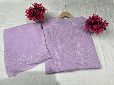 Lucknowi Chikankari Handwork Dupatta with Pulp & Cutdana Embellishment