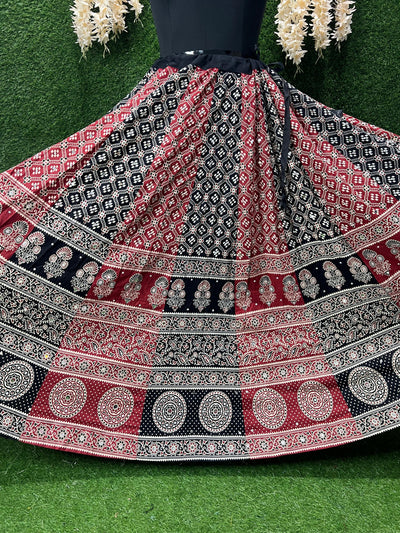 Ajrakh Cotton Skirt with Mirror