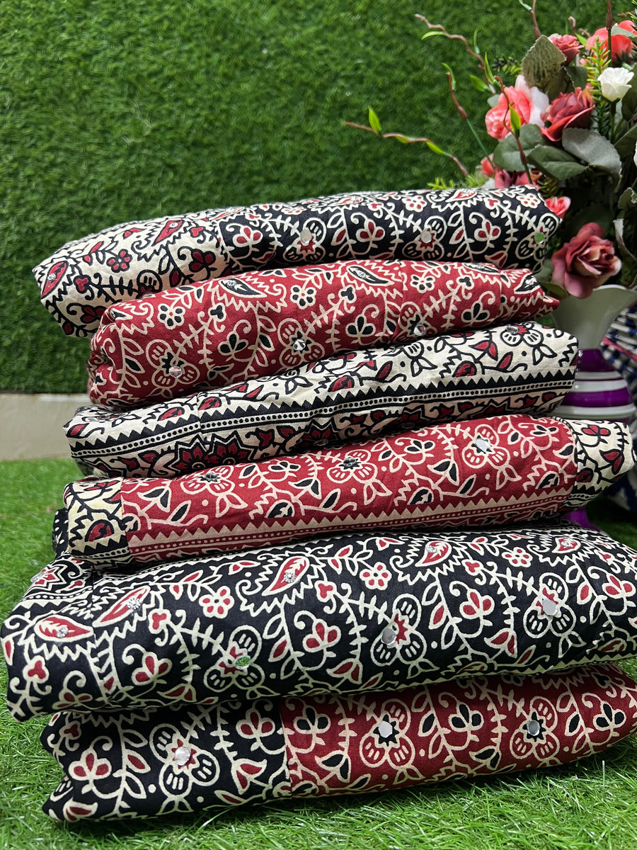 Ajrakh Cotton Skirt with Mirror