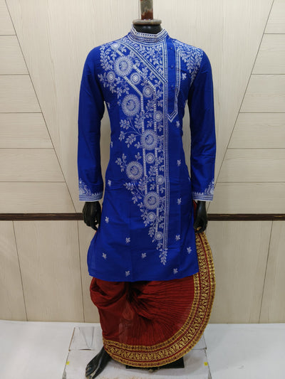 Men’s Jamdani Embroidered Kurta with Polo Pant – Traditional Festive Wear