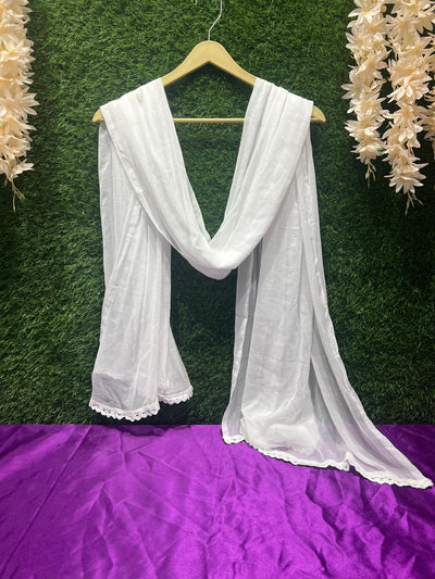 Chiffon Dupatta with Delicate Lace Border