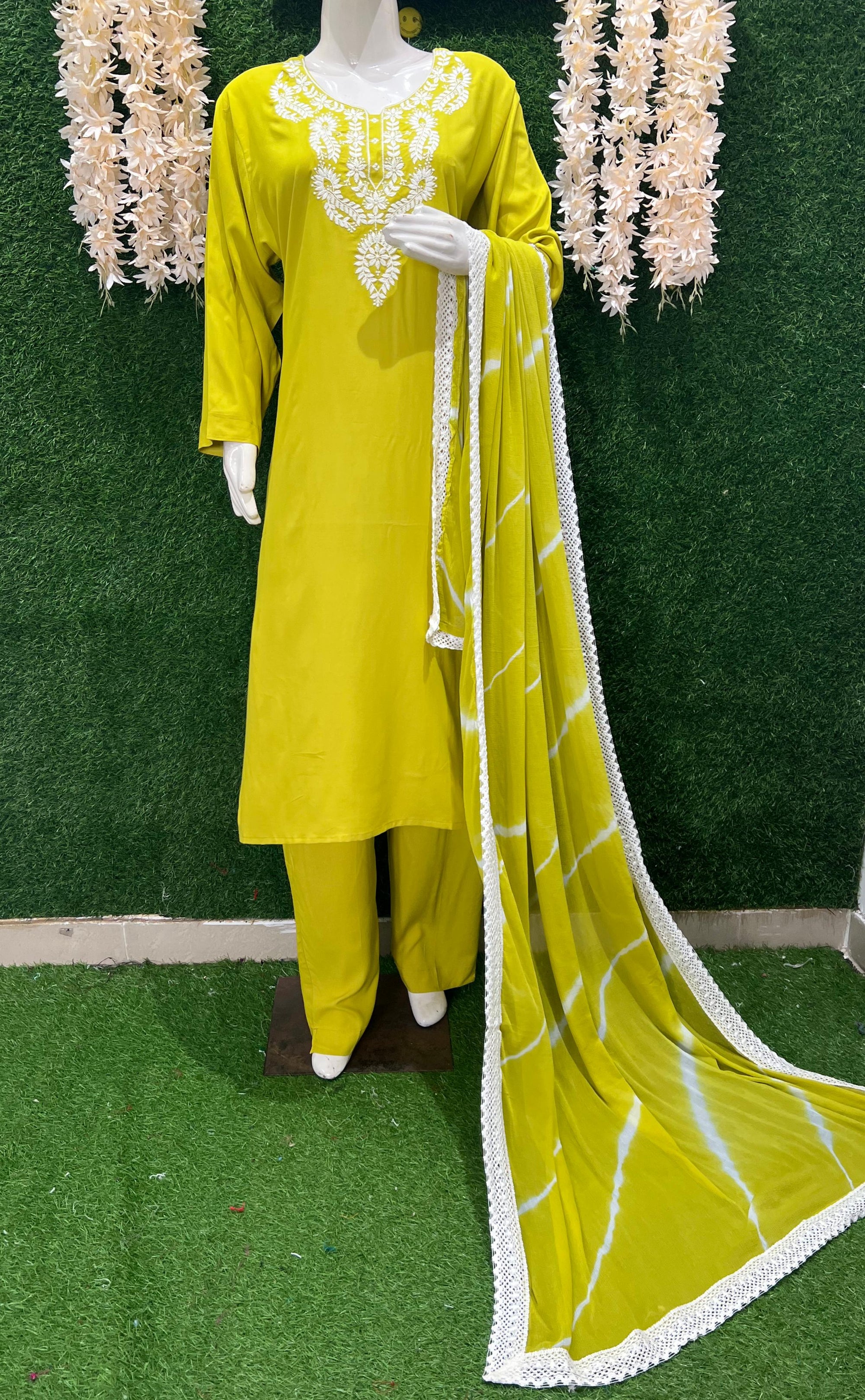 Stylish Embroidered Kurta with Pant & Dupatta Set – Elegant Ethnic Wear