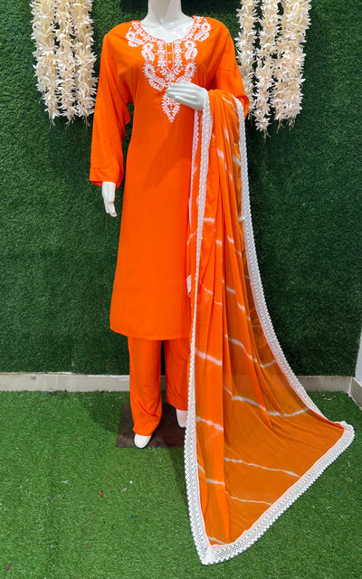 Stylish Embroidered Kurta with Pant & Dupatta Set – Elegant Ethnic Wear